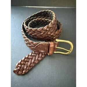 Handcrafted Mens Leather Belt Woven Braided Brown Size 38 Artisan Casual Career